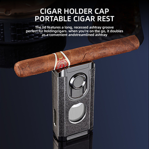 Accendino Grande <span class=keywords><strong>in</strong></span> Metallo Personalizzato JH, Pronto per l'Ordine, Ricaricabile, Antivento, con Torcia, Coltello e Punzone Tutto <span class=keywords><strong>in</strong></span> Uno per Sigari e Fumo - Product Image 5