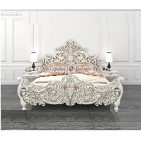 Lit King Size Moderne de Luxe Léger Sculpté avec Table de Chevet en Bois de Teck – Mobilier de Chambre
