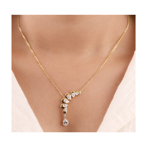 Modern Pear Shaped Diamond Cluster <b>Necklace</b> for Women with Luxury Appeal and Fine Detailing - Product Image 4