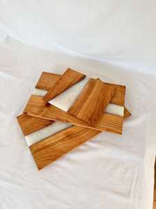 Vaisselle décorative rectangulaire en bois massif véritable naturel, plateau de service à fruits, plateau de service à café, plateau de service à café - Product Image 2