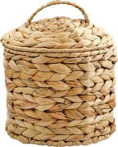 Panier en jacinthe d'eau naturelle tissé à la main avec un couvercle, boîte de rangement artisanale, décoration naturelle pour la maison et la maison, vente en gros du Vietnam - Product Image 2