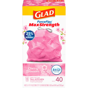 Sacs poubelle biodégradables Glad ForceFlex MaxStrength 3-6L, épais, grands, avec cordon de serrage, parfum de fleurs de cerisier, 40 sacs - Product Image 2
