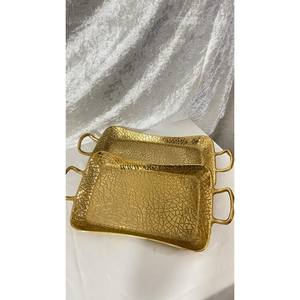 Bandeja para servir alimentos y frutas de aluminio pulido dorado de calidad de lujo, Juego de 3 bandejas decorativas para servir alimentos de forma personalizada - Product Image 4