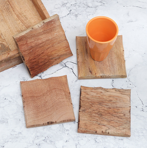 Sous-verre en bois pour la maison et les mariages, verre à boire - Réutilisable, fait à la main, écologique, logo personnalisé, dessous de verre - Product Image 1