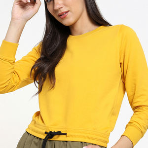 Pull surdimensionné décontracté pour femmes 100% coton sweat à col rond tissu tricoté léger nouveau Design doublure pour l'automne hiver - Product Image 1