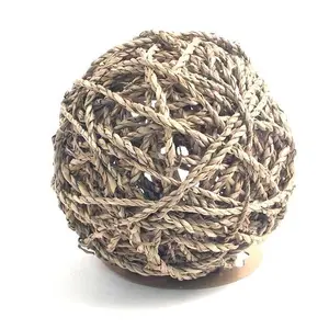 Cane chew fun ball toy paglia naturale pet gioca giocattoli masticare palline di alghe per cani gatti conigli roditori