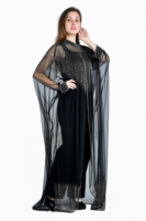 Kaftan Abaya en Georgette Brodé Sans Couture Longueur Ras du Sol pour Femme, Robe Islamique Modeste pour Occasions Spéciales et Soirées, Grandes Tailles pour Adultes
