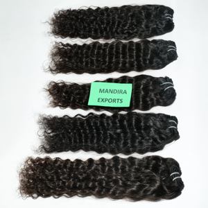 Vente en gros Extensions de cheveux humains de couleur noire du temple indien naturel à cuticules alignés Paquets de vendeurs bouclés à vagues profondes - Product Image 4