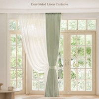 Rideau Jacquard Double Face en Coton-Lin Occultant (70-90) pour Fenêtre en Baie, Style INS, pour Salon et Chambre à Coucher