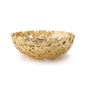 Bol de fruits décoratif en métal avec finition de revêtement en poudre verte et conception en forme de feuille avec une excellente qualité pour le service - Product Image 1