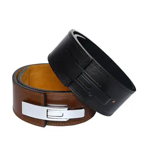 top class manufacturer of fitness accessories leather lever buckle belts for powerlifting and puling up weight for unisex