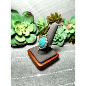Daniel Benally Kingman Turquoise & Sterling <b>Silver</b> <b>Statement</b> <b>Ring</b> Size 9.75 Fine Jewelry with Rhodium Plating Everyday Wear - Product Image 3