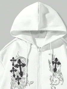 Sudadera con capucha estampada personalizada para hombre estilo cremallera con cremallera sudadera de lana de algodón 100% para comodidad de invierno - Product Image 3