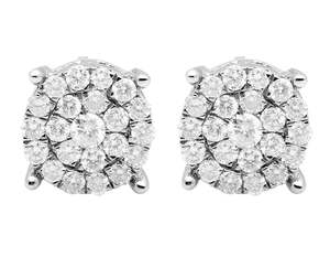 Boucles d'oreilles élégantes en grappe avec diamants cultivés en laboratoire en or 10 carats bijoux de qualité supérieure pour femmes mariages et fêtes - Product Image 1