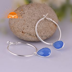 Dernière conception faite à la main Hydro Blue Calcedony Gemstone Dangle Boucle d'oreille Fabricant de bijoux personnalisés - Product Image 2