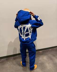 Ensemble de survêtement pour homme, sweat-shirt et pantalon de survêtement à logo brodé délavé, style FLARE - Product Image 3