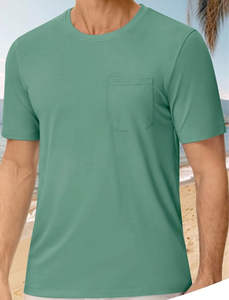 เสื้อยืดคอตตอนทรงสลิมฟิตสำหรับผู้ชาย, เสื้อยืดถักแขนสั้นใส่สบายสำหรับฤดูร้อนหรือชุดออกกำลังกาย - Product Image 3