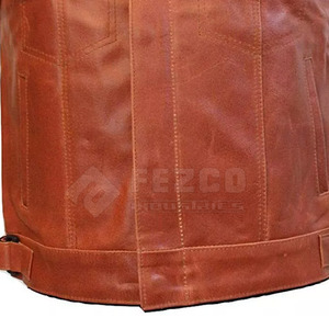Gilet en cuir décontracté pour homme, coupe ajustée, hiver, sur mesure, respirant, en cuir de vache, vêtements d'extérieur fabriqués au Pakistan - Product Image 5