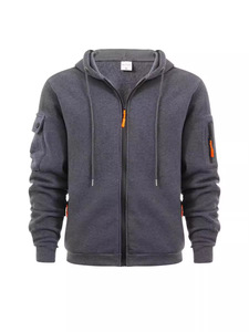 Sudadera con capucha informal con logotipo personalizado para hombre, sudadera de lana con cremallera de poliéster 100%, ropa de calle de entrenamiento de punto para invierno con capucha - Product Image 3