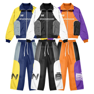 Ensemble de survêtement personnalisé en deux pièces, sweat-shirt et short en molleton 100% coton, survêtement oversize à fermeture éclair pour homme - Product Image 1