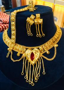 ชุดเครื่องประดับแฟชั่นประดับทอง24K แนววินเทจสไตล์ดูไบต่างหูหวีประดับด้วยเข็มกลัดทองแดงและเพชรของขวัญสุดพิเศษสำหรับสหรัฐอเมริกา - Product Image 3