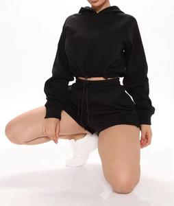 Conjunto Deportivo de Invierno Personalizado con Logotipo para Mujer, 100% Algodón, Pantalones Deportivos, Sudaderas, Tops Cortos, Sudadera con Capucha, Conjunto Deportivo Estampado de Maternidad - Product Image 5