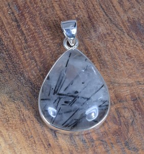 Pendentif design fait main pour femme en argent sterling 925 pierre précieuse noir rutile Style vintage bijoux fins pendentifs et breloques - Product Image 4