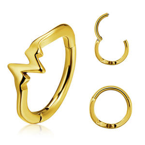 Hot bán 14k vàng 316f thép không gỉ bản lề đoạn Clicker mũi nhẫn hình dạng bất thường PVD vách ngăn piercing đồ trang sức <span class=keywords><strong>6mm</strong></span> - Product Image 3