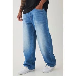 Ropa de calle para hombre de alta calidad, pantalones vaqueros holgados de pierna ancha lavados con piedra de algodón 100% personalizados para hombre, diseño personalizado - Product Image 6