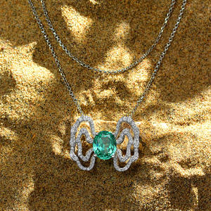 Collier pendentif nuage de bijoux en pierres précieuses de luxe taille ovale 8x10mm - Product Image 3