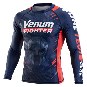 Último Diseño de Camiseta de Manga Larga con Cuello Redondo, Ecológica, de Secado Rápido, Transpirable, de Spandex y Poliéster, para Fitness, Venum Fighter Rash Guard - Product Image 3