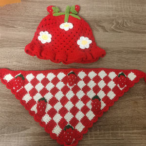 Crochet Cotton Yarn Strawberry <b>Hat</b> Bandanas Hand Drawn Printing Versatile for Outdoor Fishing Party Travel Casual Use - Product Image 6