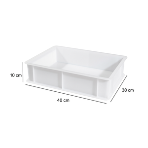 Contenedor Rectangular de Plástico Moldeado por Inyección de Grado Industrial para Alimentos - Blanco 30x40x10cm (12L) - Alta Capacidad de Carga >10kg - Apto para Lavavajillas - Product Image 1