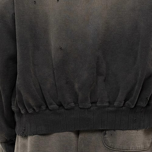 OEM personnalisé 100% coton épais éponge française sweat à capuche zippé pour hommes délavé au soleil à l'acide surdimensionné brodé automne décontracté - Product Image 3