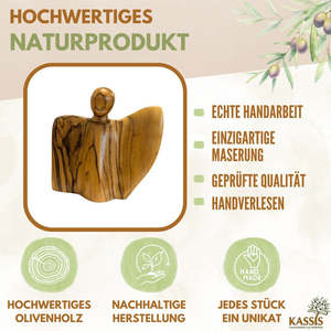 Figurine d'ange ailé en bois d'olivier - fabriquée à Bethléem - Product Image 6