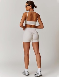 2025 Workout Seamless Gym Bodycon Rompers Sexy <b>Racerback</b> Tummy Control Padded <b>Bra</b> Comfortable Running Yoga Sweat Suit for Spring - Product Image 2