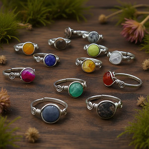 <b>Boho</b> Style Unique Silver Plated Fashion <b>Rings</b> with Colorful Stone Accents for Resale - Product Image 3