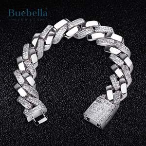 Hip Hop 14mm Iced Cuban Link <b>Bracelet</b> For Women 14K <b>White</b> <b>Gold</b> Plated Cuban Link <b>Bracelet</b> For <b>Men</b> - Product Image 1