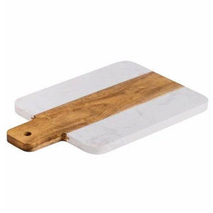Planche à fromage en bois d'acacia et marbre vert Baroda Planche à découper de forme rectangulaire avec logo personnalisé Planche à découper durable - Product Image 5