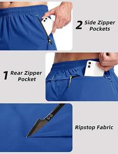 Pantalones cortos de entrenamiento de secado rápido de malla transpirable con logotipo personalizado para hombre, pantalones cortos de entrenamiento de gimnasio con cintura elástica y patrón sólido - Product Image 3