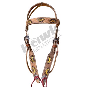 Cabecera de cuero ecuestre de calidad superior de Venta caliente, nuevo diseño occidental con características talladas a mano para montar - Product Image 2