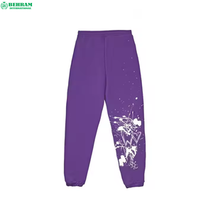 Ensemble de survêtement violet à capuche avec imprimé blanc, coupe classique, sweat-shirt décontracté et pantalon de jogging à taille élastique pour adultes - Product Image 2