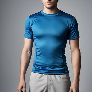 Compression Shorts Manches T-shirts Hommes Ras Du Cou Athlétique Gym Porter Chemise Hommes Personnaliser Noir Compression T-shirts Hommes - Product Image 2