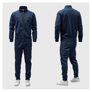 Conjunto Deportivo Azul Marino para Hombre, Sudadera con Capucha y Pantalones Deportivos Bordados de Primera Calidad, Ropa Casual de Moda - Product Image 2