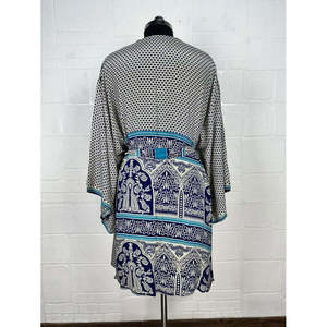 Vintage Silk Riya Short Kimono Lightweight Boho <b>Robe</b> Perfect <b>Beach</b> Coverup for Her Recyclable Swimsuit Accessory Soft Breathable - Product Image 6