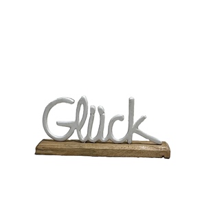 Objeto de escultura de Metal con palabra de buena suerte para el hogar, decoración de mesa de Pascua y Navidad, adorno de escultura de regalo - Product Image 1