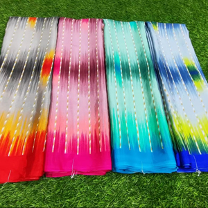 Saree Georgette lumineuse en soie meilleure qualité tissu doux Style moderne imprimé Saree avec chemisier en apesanteur fête de mariage - Product Image 1