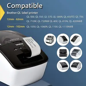 Substituição de etiquetas contínuas compatíveis para Brother DK-2205 (2,4 pol. x 100 pés), uso com impressoras de etiquetas Brother QL [10 rolos]