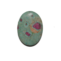Pierre naturelle roulée en rubis fuchsite vert rose, gemmes plates ovales pour la paume de la main, cristal de guérison 25-30mm, excellente qualité, style art populaire