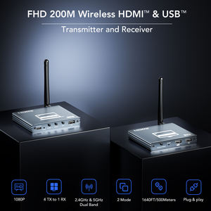 Transmisor y Receptor Inalámbrico HDMI KVM SYONG, Kit Extensor Inalámbrico con <span class=keywords><strong>Antena</strong></span>, Transmisión sin Pérdidas de 200M 1080P con Salida en Bucle - Product Image 2